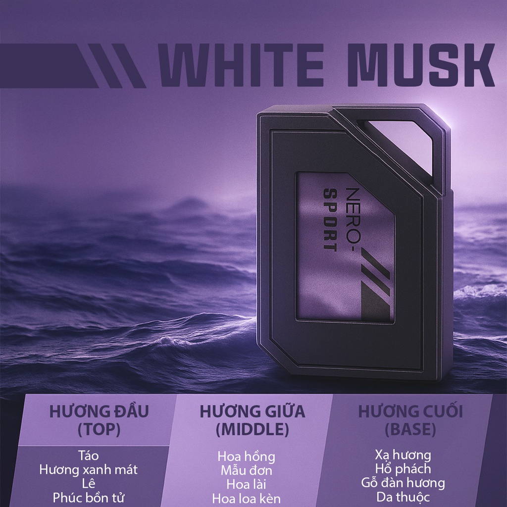 Dầu thơm NO.360-1 2in1(treo kính+ghim máy lạnh) 2.5g WHITE MUSK