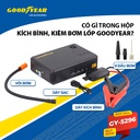 Bộ kích điện+bơm hơi Goodyear GY-5296 12V 10400mAh - 400A - 38.48Wh-2.6A 150PSI-21L/min mặt đồng hồ điện tử