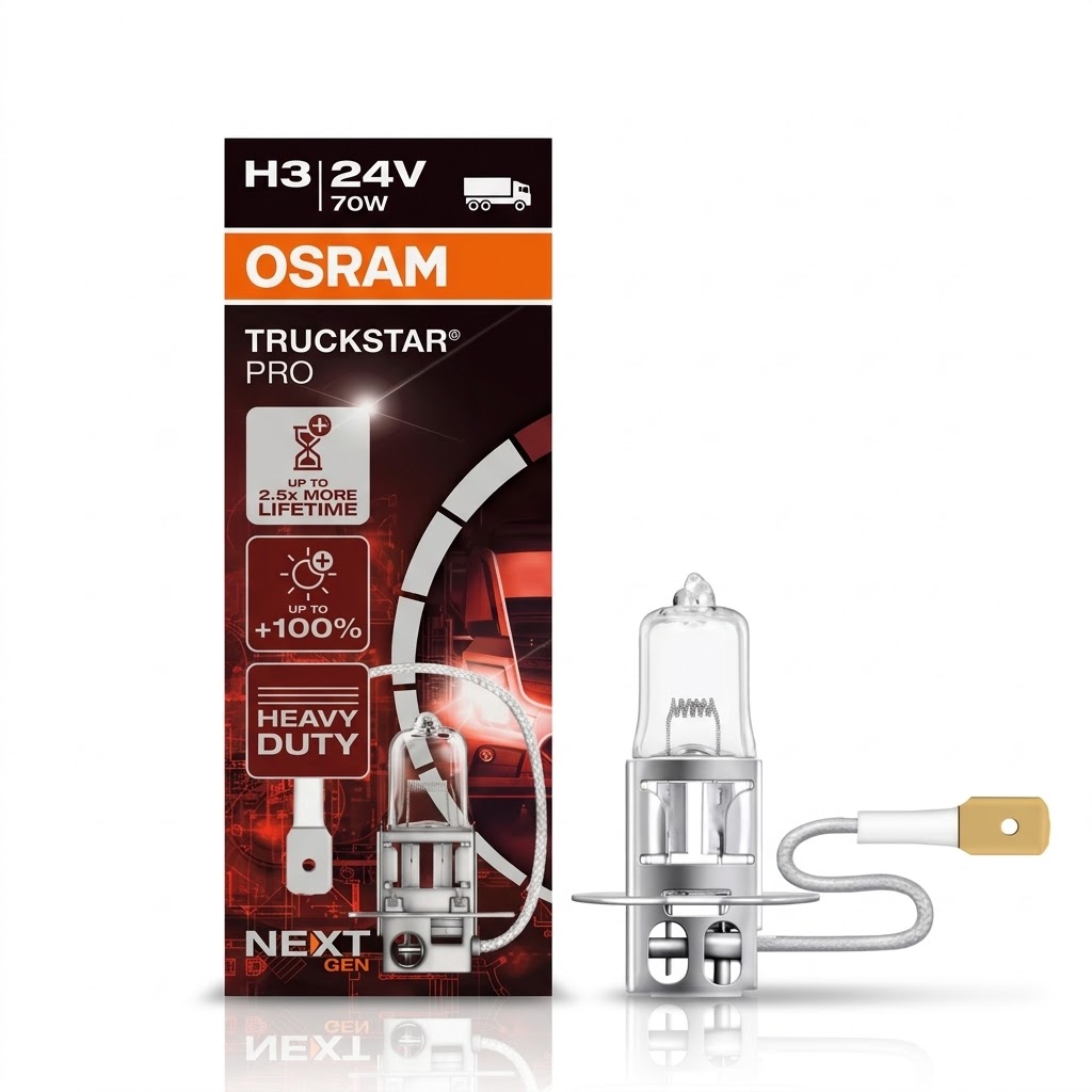 Bóng Halogen Tăng Sáng 100% Truckstar Pro H3 24V 70W 64156TSP-Hộp giấy Hiệu Osram