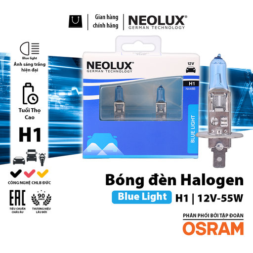 [BDNLXH112VN448B] Bóng Halogen Blue Light H1 12V 55W P14.5S N448B-2SCB Hiệu Neolux