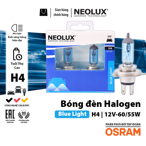 [BDNLXH412VN472B] Bóng Halogen Blue Light H4 12V 60/55W P43T N472B-2SCB Hiệu Neolux