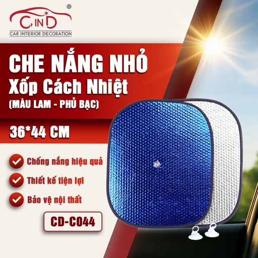 [CNLXCDC044L] Che nắng xốp tròn nhỏ CIND (màu bạc/Lam) CD-C044 36*44CM 1SET/2PCS 